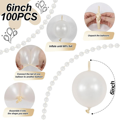 Gold Quick Link Balloons, 60PCS Linking for Balloon Wall Arch Chains, 6inch Linkable for Wedding Birthday Baby Shower Engagement Graduation Party Decorations