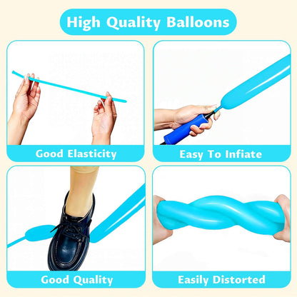 260 Clear Long Balloons for Animals, Thickening Skinny Latex Twisting for Arch Modeling Magic Clown Birthday Wedding Party Decorations 100pcs