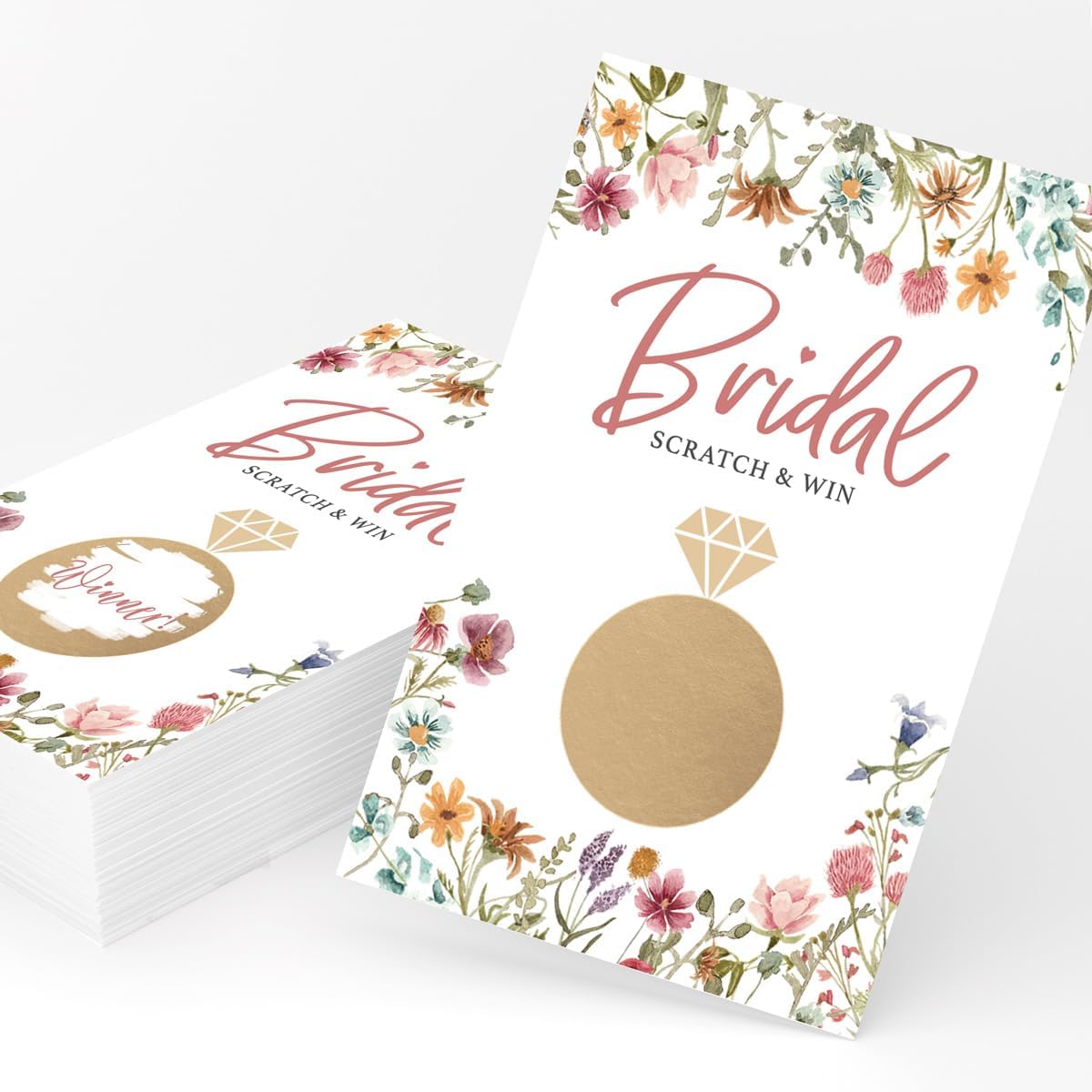 Printed Party Bridal Shower Game Set – 4 Fun Games and Activities for 30 Guests, Includes Bingo, He Said She Said, Bride & Groom Trivia, and Wedding Phrase Guessing Game, Love In Bloom Wildflower Design