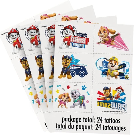 Paw Patrol Tattoos (Pack of 24) - Vibrant & Fun Temporary Tattoos, Perfect for Kids Birthday & Theme Parties