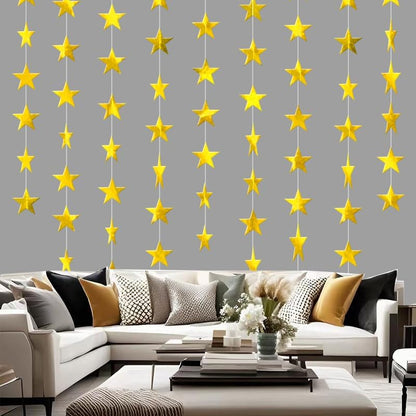 Iridescent Shining Star Hanging Garland Iridescent Hanging Sparkling Star Streamer Glitter Bunting Banner Twinkle Backdrop for Wedding Baby Shower Birthday Christmas Decorations 40 Feet