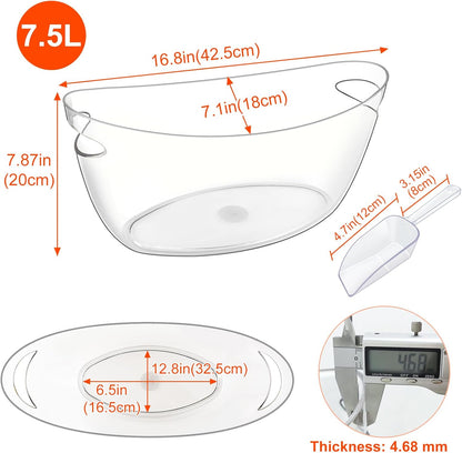 Ice Buckets for Parties 2 Packs,Ice Bucket with Scoops&Metal Wine Bottle Opener,Clear Acrylic Ice Champagne Buckets Tub for Parties,Mimosa Bar Supplies,Beer,Beverage&Drinks 5.5L (16.53 x 7.3 x 6.8in)