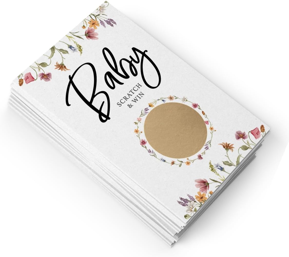 Printed Party Baby Shower Games for Girl – 4 Games and Activities for 30 Guests, Includes Bingo, Price is Right, Mommy or Daddy Trivia, and Storybook Title Guessing, Wildflower Baby in Bloom Design