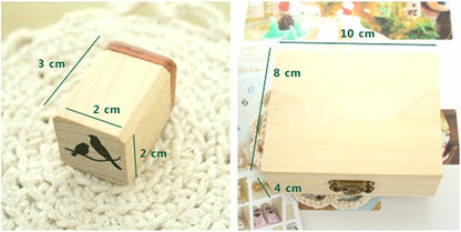 Diary Stamp Set,Wooden Rubber Signet for Children DIY Scrapbooking Card Making(25pcs,Happy Life)
