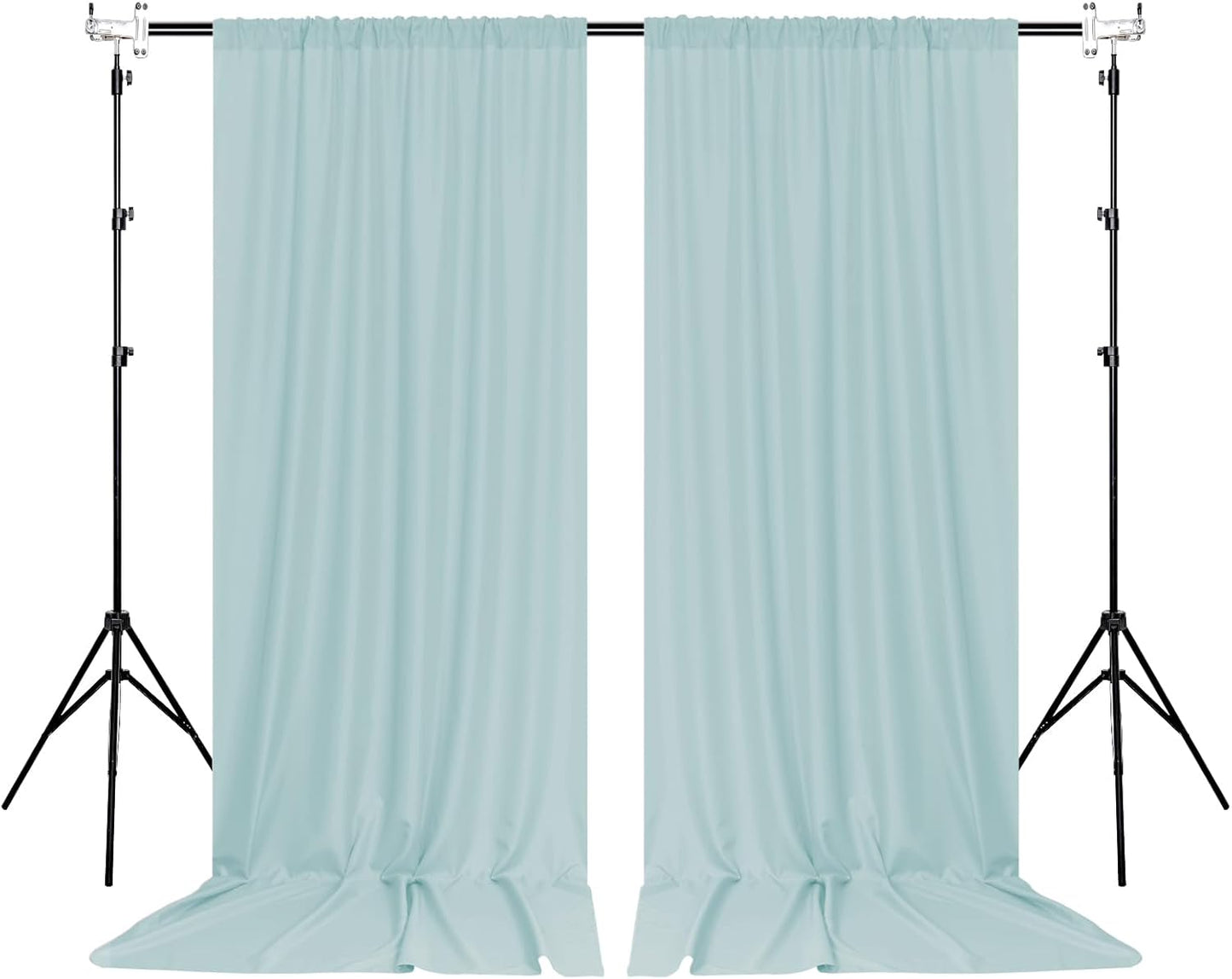 MEETSKY Black Backdrop Curtains for Parties - 10ft x 8ft Party Photo Background Curtain Rod Pocket Fabric Drapes Panels for Boys Birthday Holiday Home Halloween Decoration, 5ft x 8ft, 2 Panels
