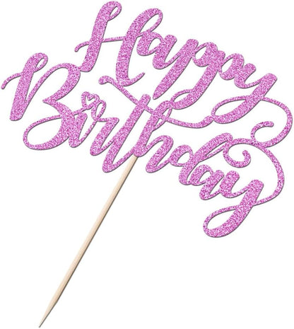 Handmade Glitter Happy Birthday Cake Topper,Birthday Party Cake Decorations, Anniversary/Birthday Party Decoration Supplies (Rainbow)
