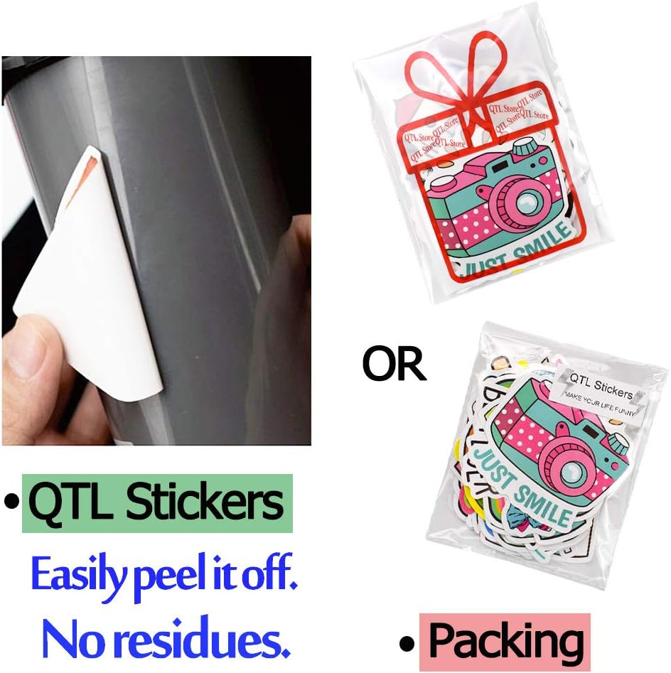 QTL Neon Stickers for Teens & Students Prizes, Waterproof Vinyl Party Favor Stickers, School Rewards, Water Bottle and Laptop, 50PCS - Colors B