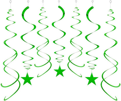 Star Party Hanging Swirls, 30 PCS, Green Foil Ceiling Party Favors for Birthday Decorations, Babyshower,Graduation