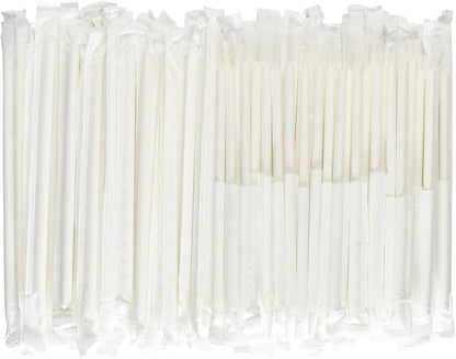 5.75 inch Orange Paper Cocktail Straws, Short Disposable Drinking Straws 500 Counts, Unwrapped - Compostable
