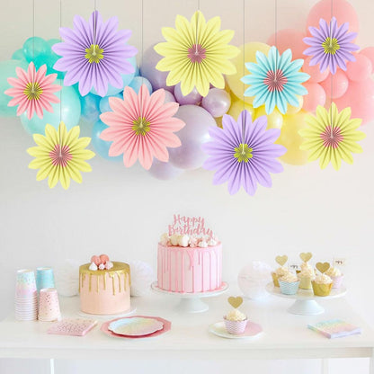 Party Hanging Paper Fans Decoration Set for Wedding Birthday Party Mother's Day Round Events Accessories Set of 8