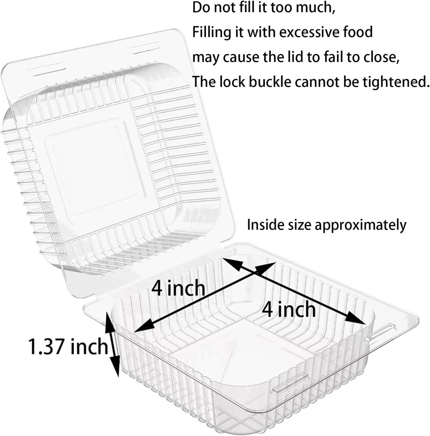 Axe Sickle 50 Count Clear Plastic Hinged Take Out Containers Clamshell Takeout Tray Food Clamshell Containers Outside Diameter for Dessert, Snacksetc, Cakes Slice, Cookies, Salads