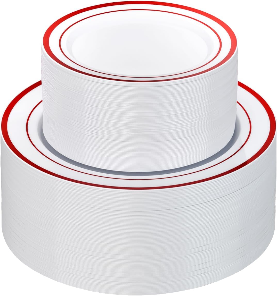 Goodluck 200PCS Gold Plastic Plates, Heavy Duty Disposable Gold Plates with 100 10.25 inch Dinner Plates and 100 7.5 inch Dessert Plates for Party, Holiday, Wedding, Thanksgiving