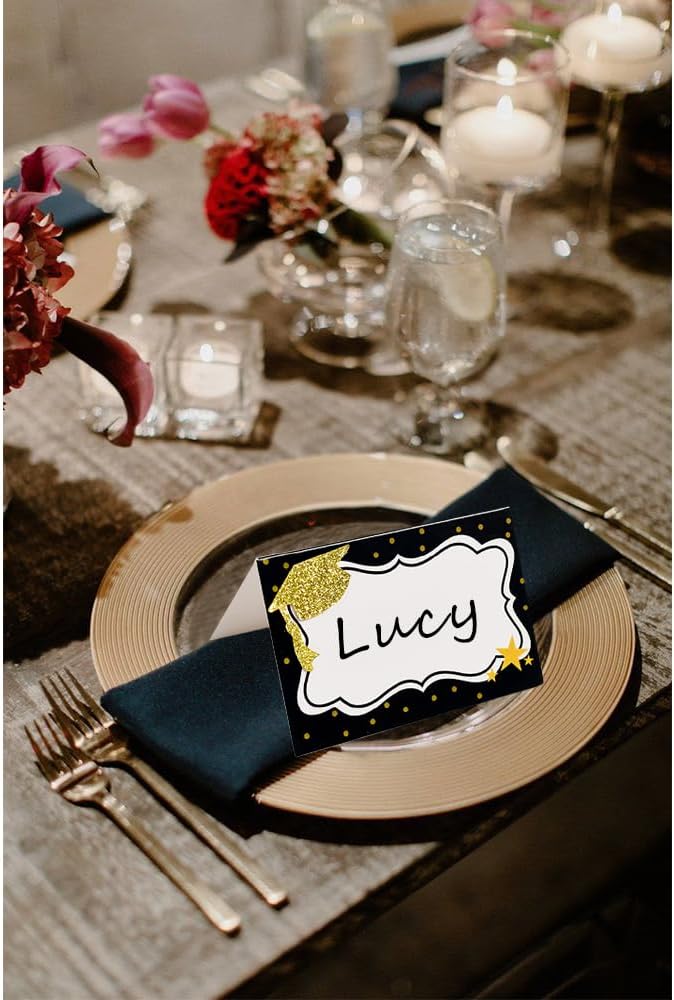 24pcs Graduate Place Cards - Graduation Food Labels for Buffet Table - Cheese Labels & Candy Table Supplies - Reusable Party and Graduation Party Decorations