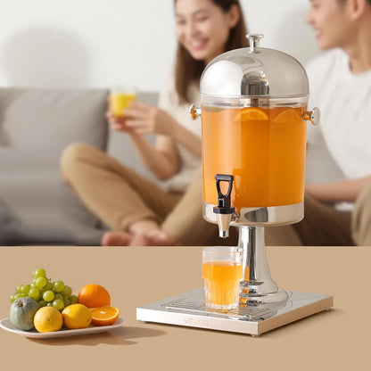 VEVOR Beverage Dispenser, 2.1 Gallon x 2 Drink Dispenser for Parties, Stainless Steel + Plastic Juice Dispensers with Spigot Ice Chamber Tray, Iced Tea Lemonade Dispensers, for Restaurants, Hotels
