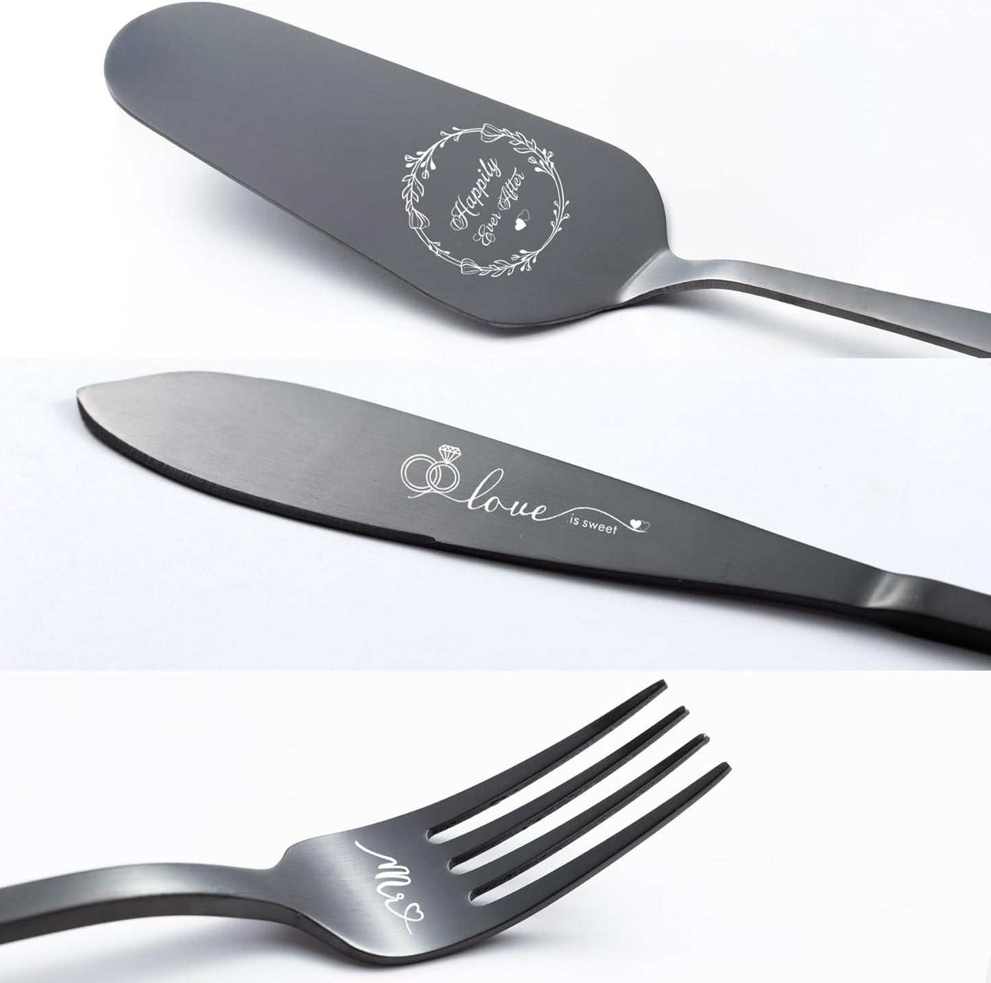 Cake Cutting Set For Wedding, Wedding Cake Knife And Server Set, Mr And Mrs Forks And Cake Cutter Set For Wedding, Bridal Shower Gifts, Engagement Gifts For Couples (Silver)