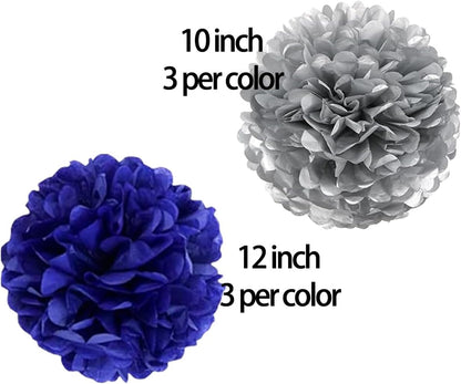 12Pcs Purple and Gold Hanging Tissue Paper Pom Poms,Pompoms Flowers for Ceiling Party Decorations(Purple,Light Purple,Gold)