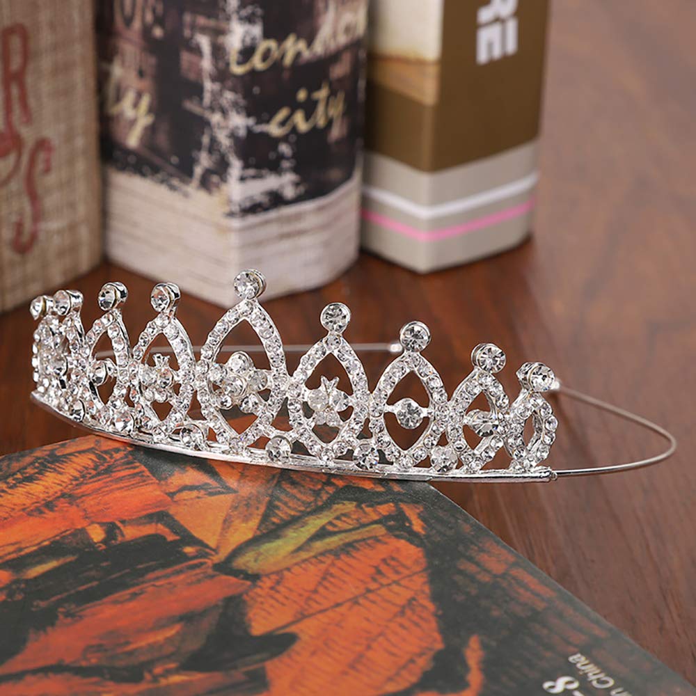 Hedume 6 Pack Princess Crystal Tiara Crown Headbands, Silver Metal Sparkly Glitter Rhinestone Hair Accessories, Girls Women Princess Crown Headbands for Birthday Party, Wedding, Prom, Pageant