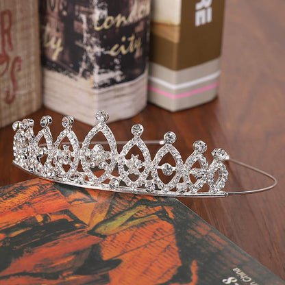 Hedume 6 Pack Princess Crystal Tiara Crown Headbands, Silver Metal Sparkly Glitter Rhinestone Hair Accessories, Girls Women Princess Crown Headbands for Birthday Party, Wedding, Prom, Pageant