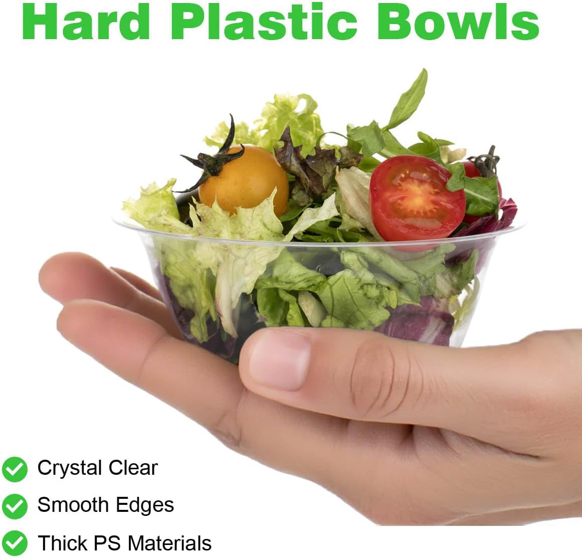 MOACOCK 100 Pack Small Clear Plastic Bowls, 8oz Hard Disposable Salad Bowls, Disposable Bowl for Party Serving, Ice Creams, Desserts, Catering, Special Events