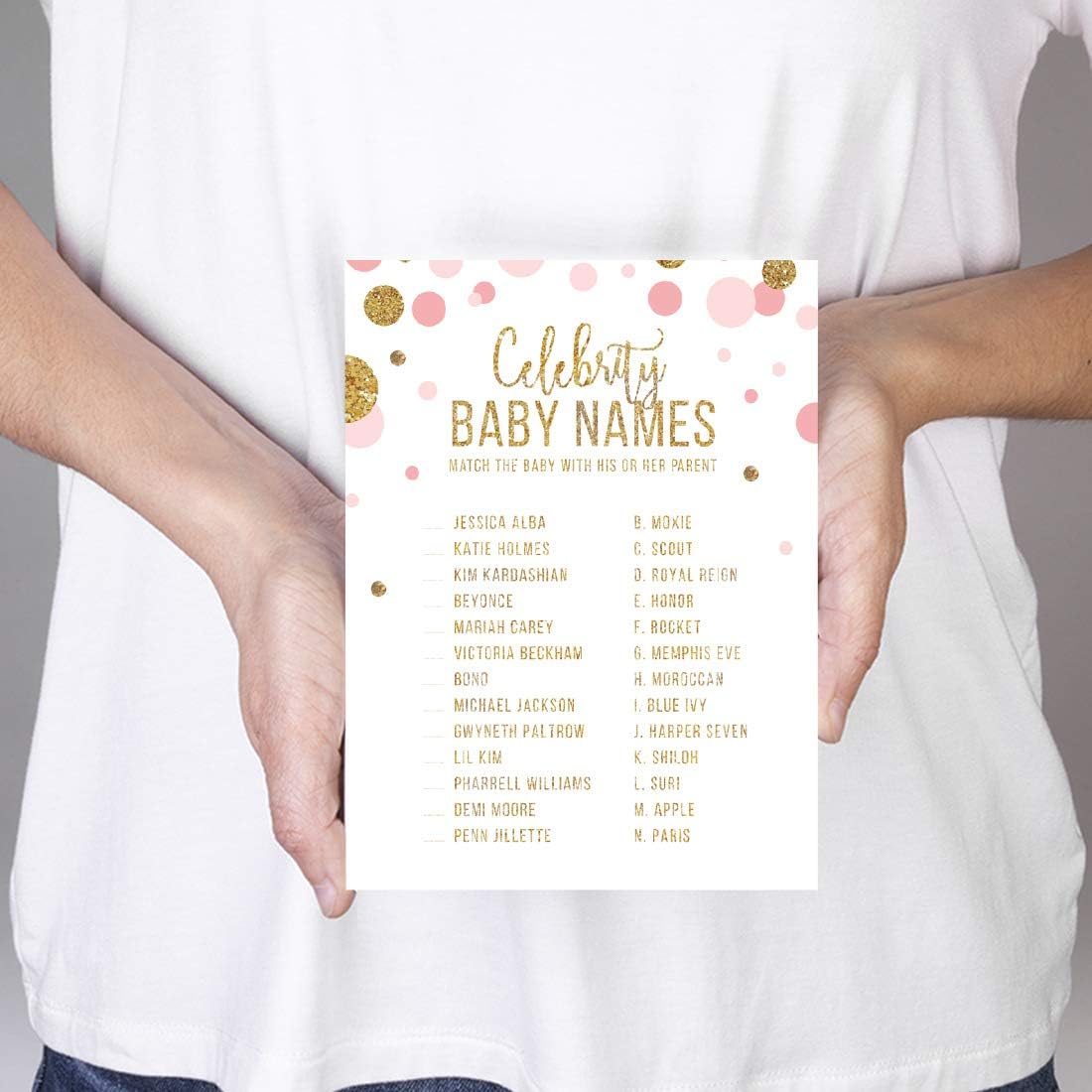 Andaz Press Blush Pink Gold Glitter Girl Baby Shower, Printable Table Tent Place Cards, 20-Pack, Seat Placement Cards Blank Place Cards For Table Settings Name Cards for Wedding, Graduation Food Cards - Colors B