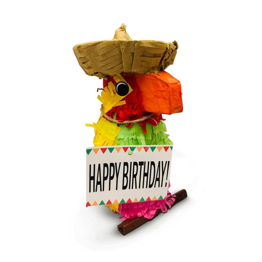Pinata Pre-Filled with Assorted Quantities of Popular Candies and Attached Message Tag for Friends, Family, Children and More (Happy Birthday)