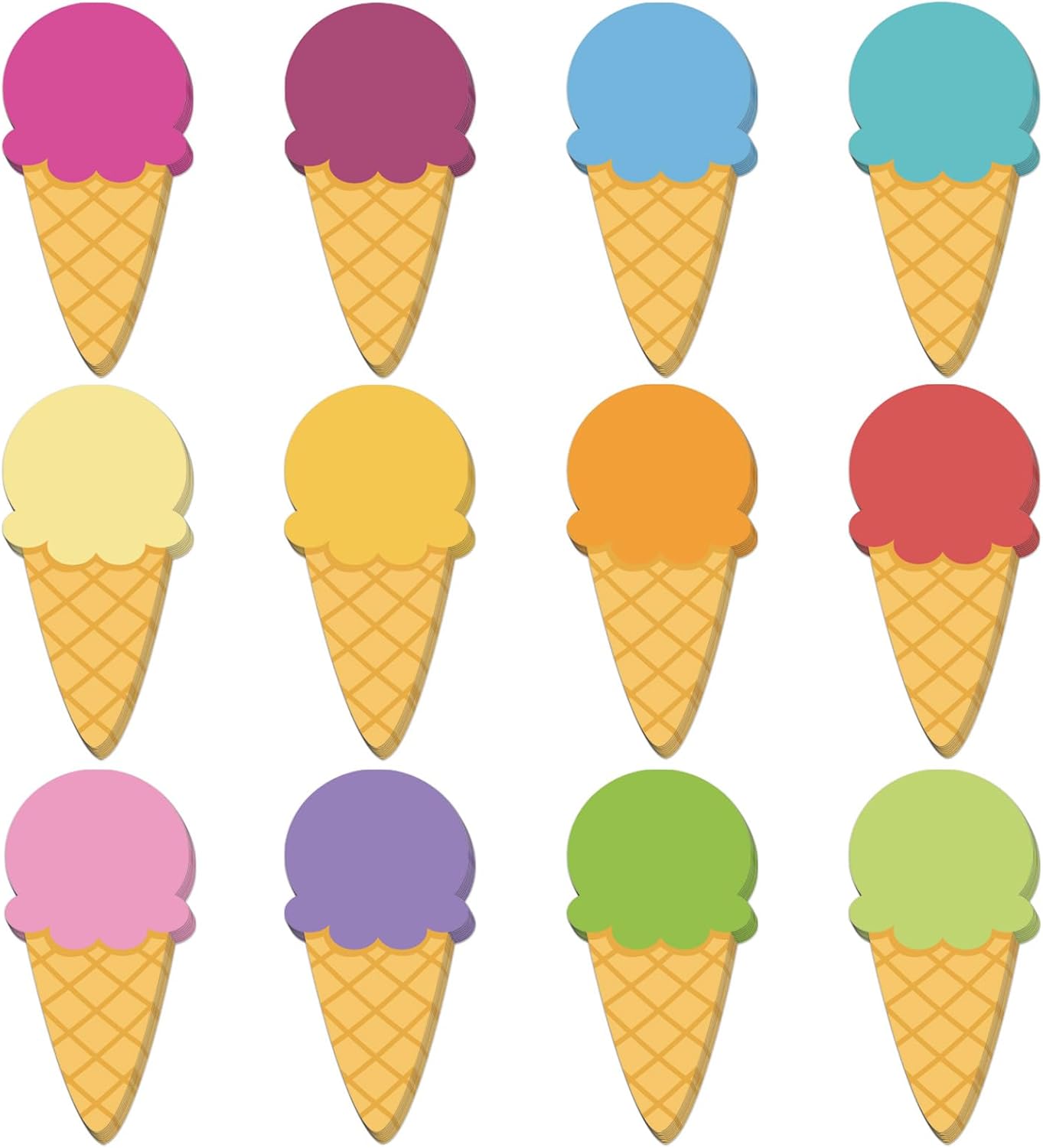 12 Pcs Ice Cream Sticky Notes Summer Popsicle Sticky Notepad Colorful Self-Adhesive Post Notes Cute Mini Memo Pad Removable Note for Office School Classroom Student Ice Cream Party Favors
