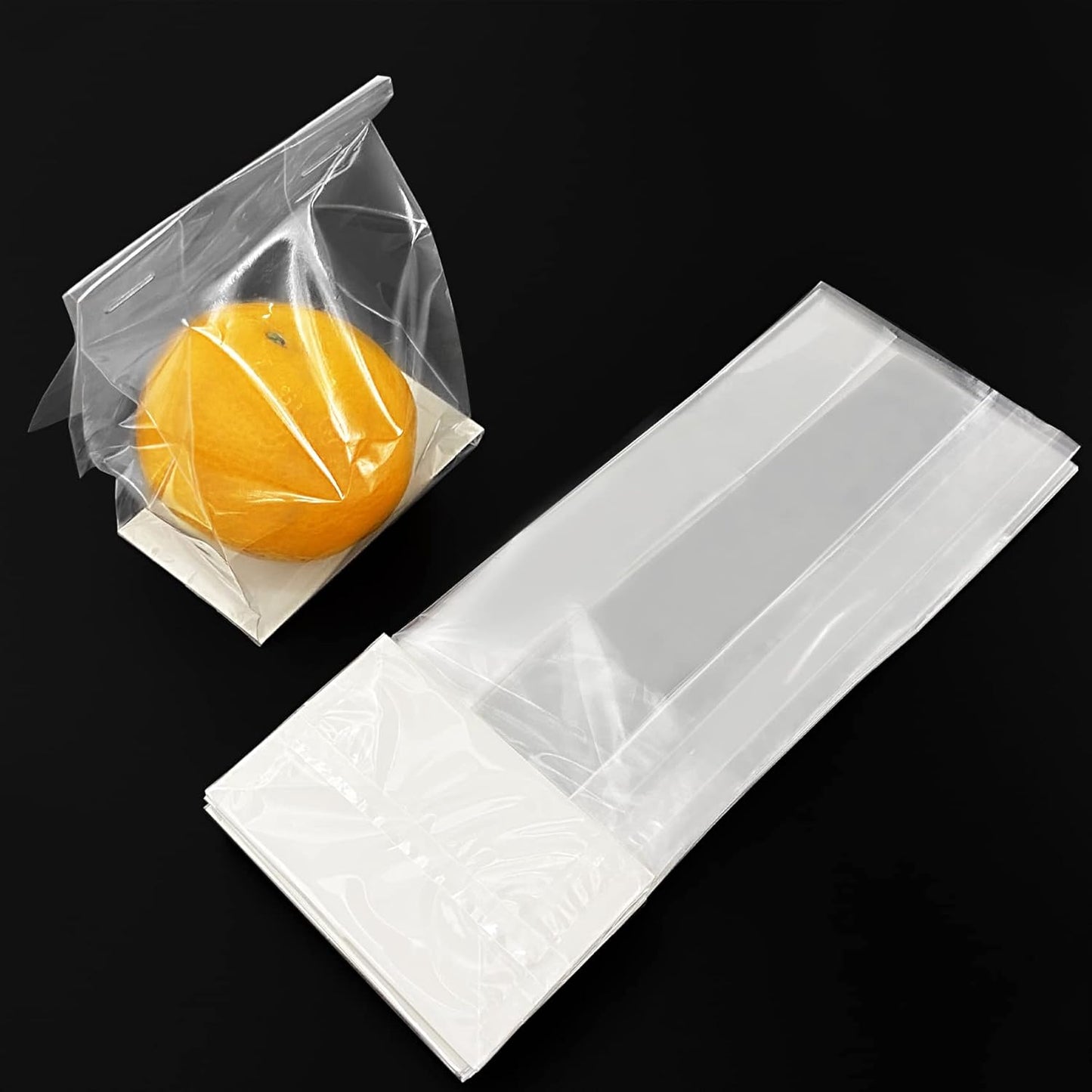 Gusseted Flat Bottom Cellophane Bags with Paper Insert 50Pcs 4x2x8 Inches Smore Bags