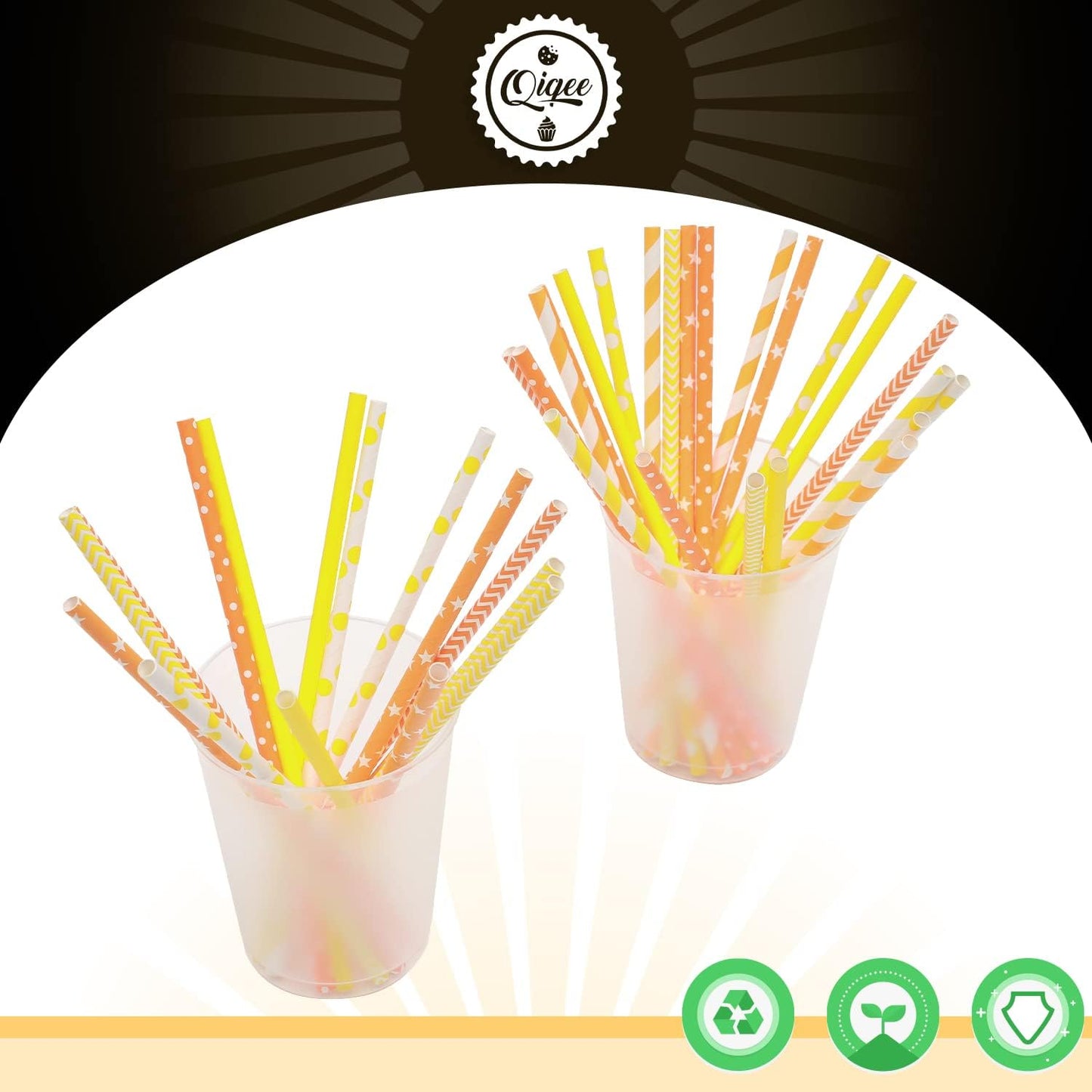 Pink Paper Straws 150pcs Disposable Straws Bulk (10 Pattern) qiqee