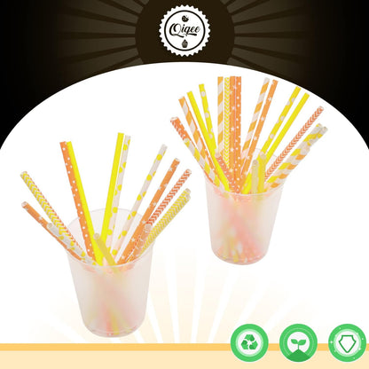 Pink Paper Straws 150pcs Disposable Straws Bulk (10 Pattern) qiqee