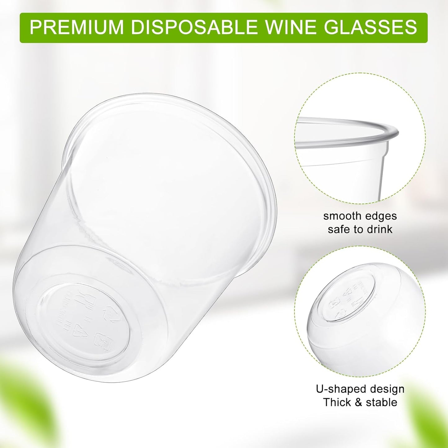 Ziliny 50 Pcs Disposable Stemless Glasses 12oz Crystal Plastic Wine Glasses Clear Classic Pet Cup for Meeting Weddings Birthdays Cocktail Christmas Party Supplies (Pink)