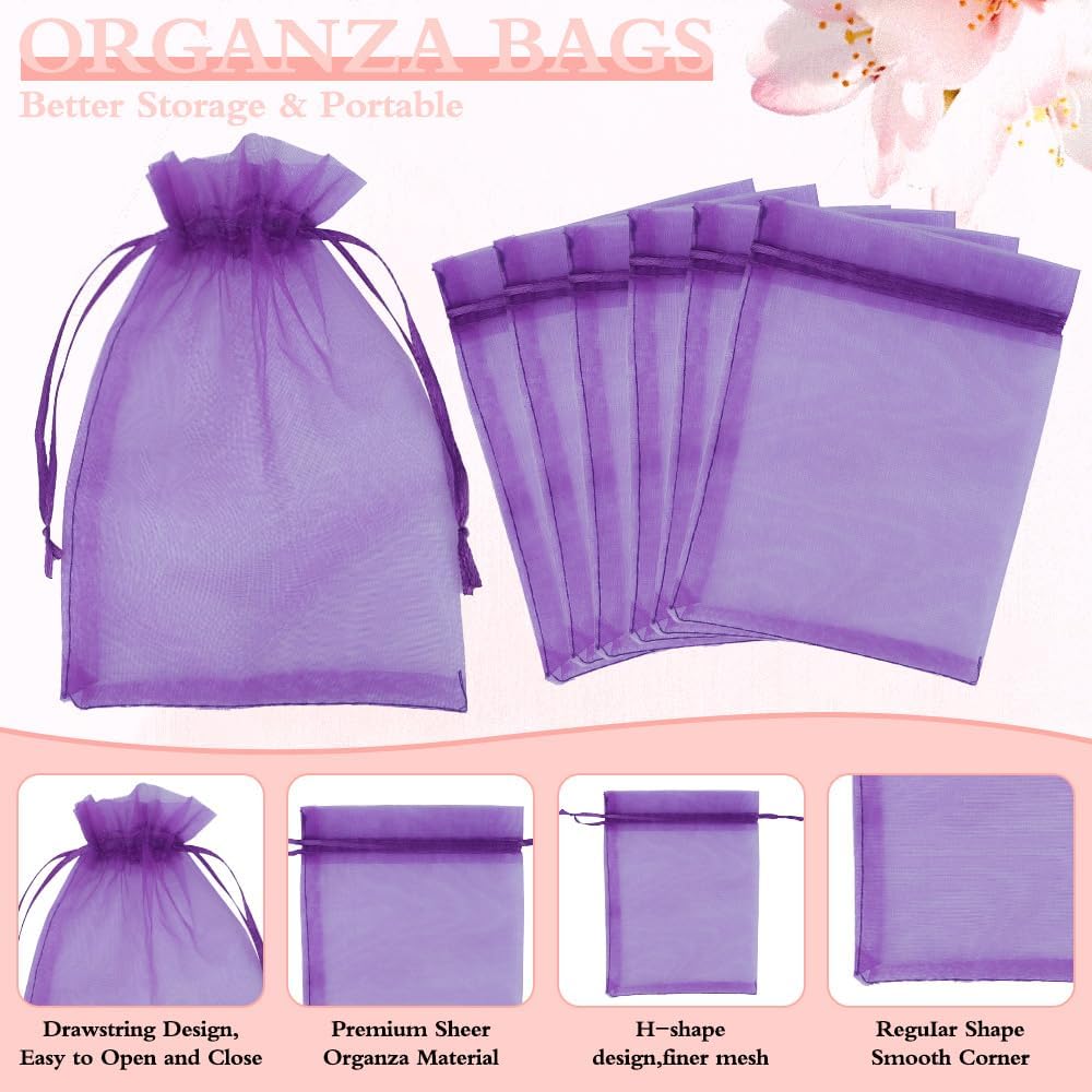 Organza Bags, Organza Bags 5 x 7 Inch, 50 Pcs White Sheer Party Favor Mesh Bag with Drawstring, Small Jewelry Gift Candy Bag for Wedding Christmas Birthday Halloween Graduation Party Favors Supplies