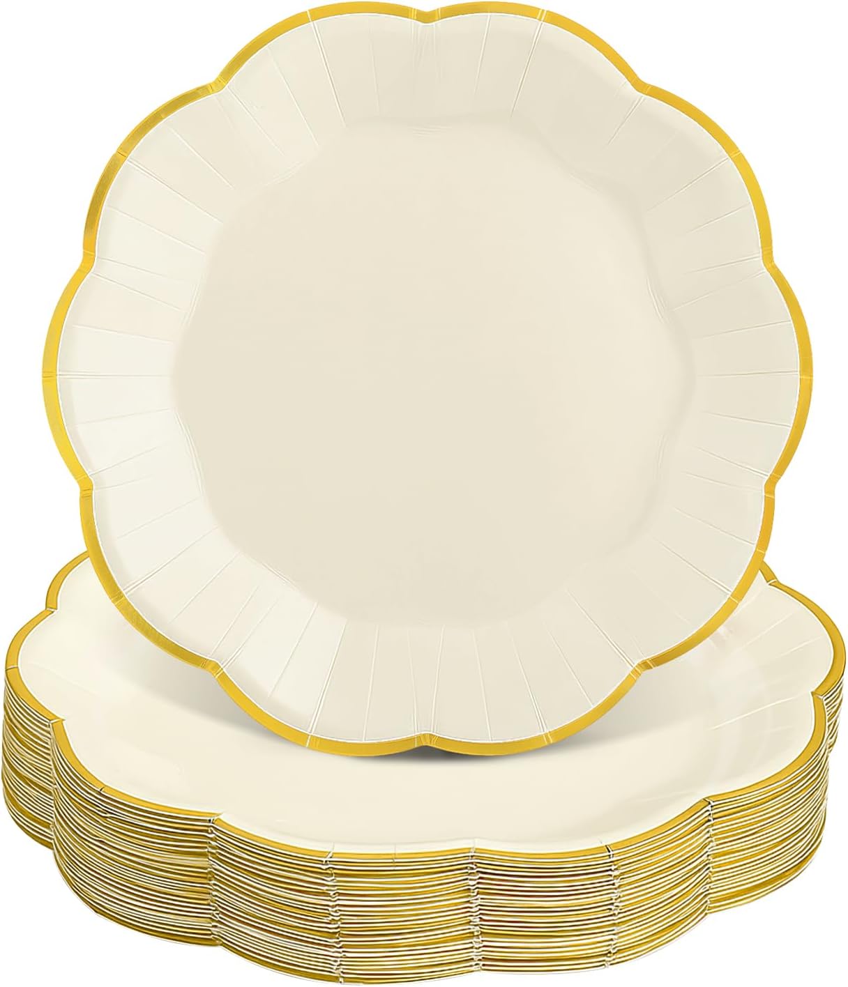 NatNarr 30 Pcs Sage Green Paper Plates, 7 Inch Scalloped Paper Plates Small Dessert Cake Plate Cute Party Plate Disposable Sage Greens Party Supplies for Wedding, Baby Bridal Shower, Birthday