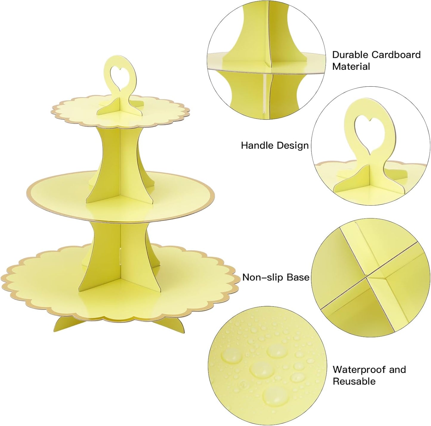Soleebee 3-Tier Cupcake Stand, Cardboard Cupcake Tower, Cup Cake Stand Tower for Birthday Wedding Party Decoration, Cupcake Tier Stand Desserts Display 1 Set (Purple Gold)