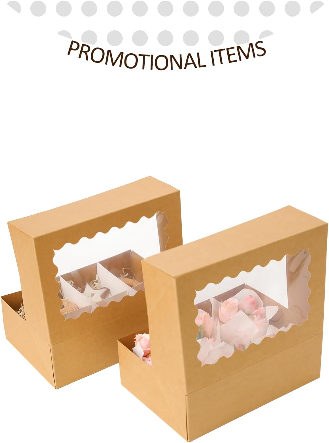 qiqee White 6 Cupcake Boxes with Window Auto-pop up 30 Packs Cupcake Box 9.4"x6.1"x3.3" Bakery Boxes For Cupcakes Carrier, Cupcake Containers