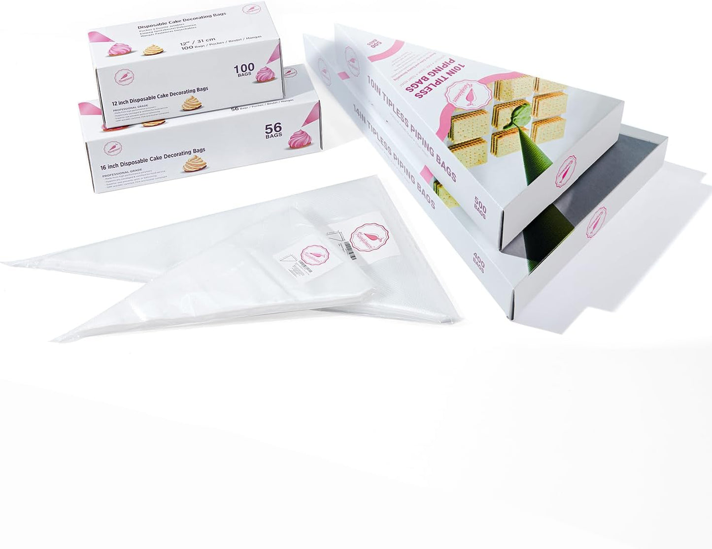 Keenpioneer Piping Bag - Disposable Cake Decorating Bag 100 Count, 12 inch, Clear