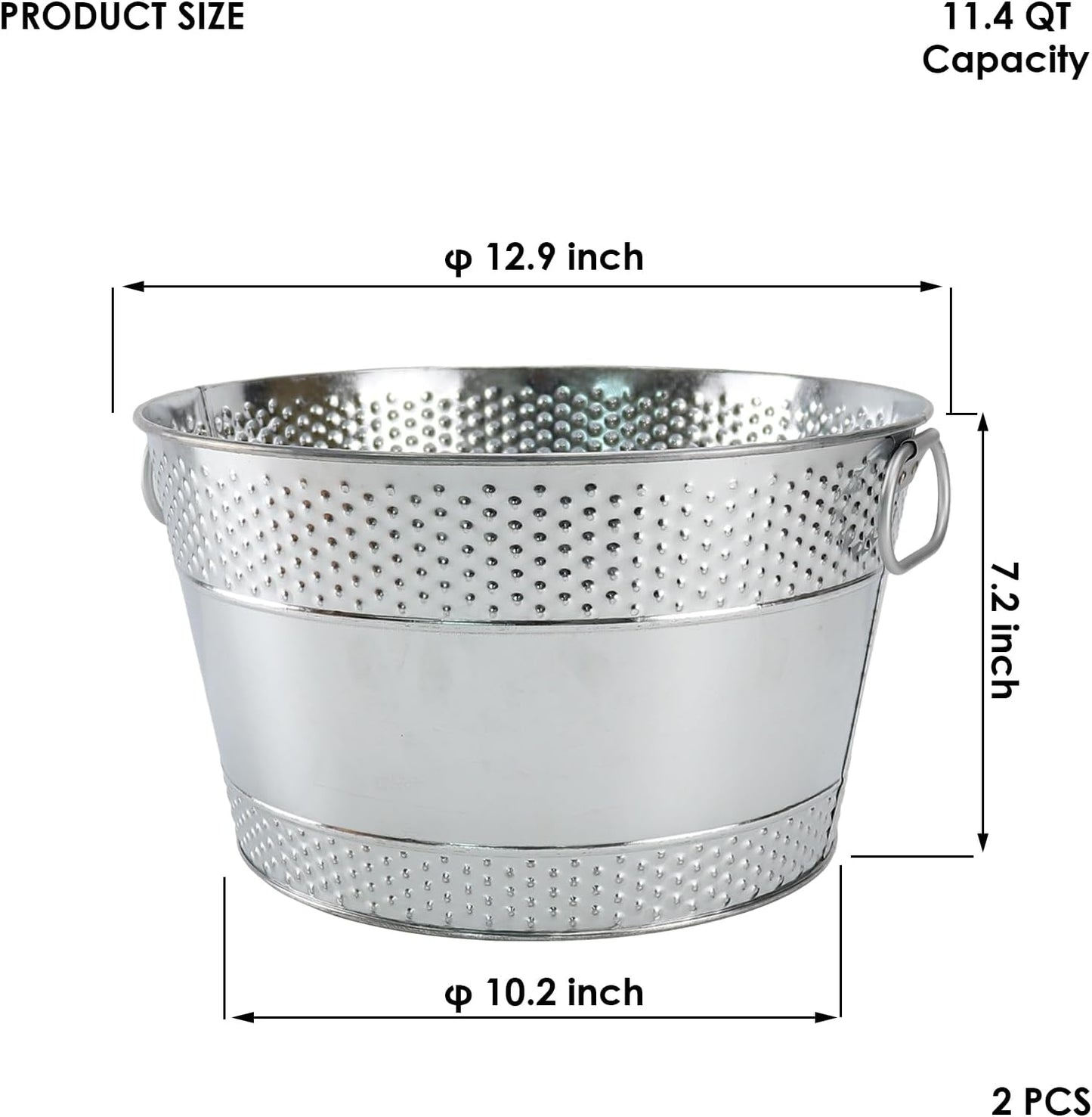 Metal Ice Bucket Galvanized Beverage Tub, Drink Buckets Large Cooler for Wine Beer Champagne Cocktails for Catering, Bars, Parties, Outdoor Events (Black-1PC)