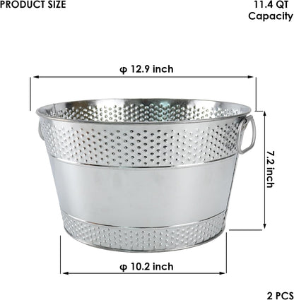 Metal Ice Bucket Galvanized Beverage Tub, Drink Buckets Large Cooler for Wine Beer Champagne Cocktails for Catering, Bars, Parties, Outdoor Events (Black-1PC)
