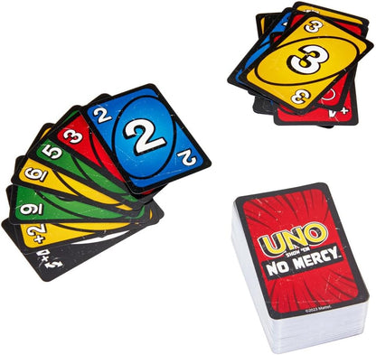 Mattel Games UNO Show ‘em No Mercy Card Game for Kids, Adults & Family Parties & Travel with Extra Cards, Special Rules & Tougher Penalties