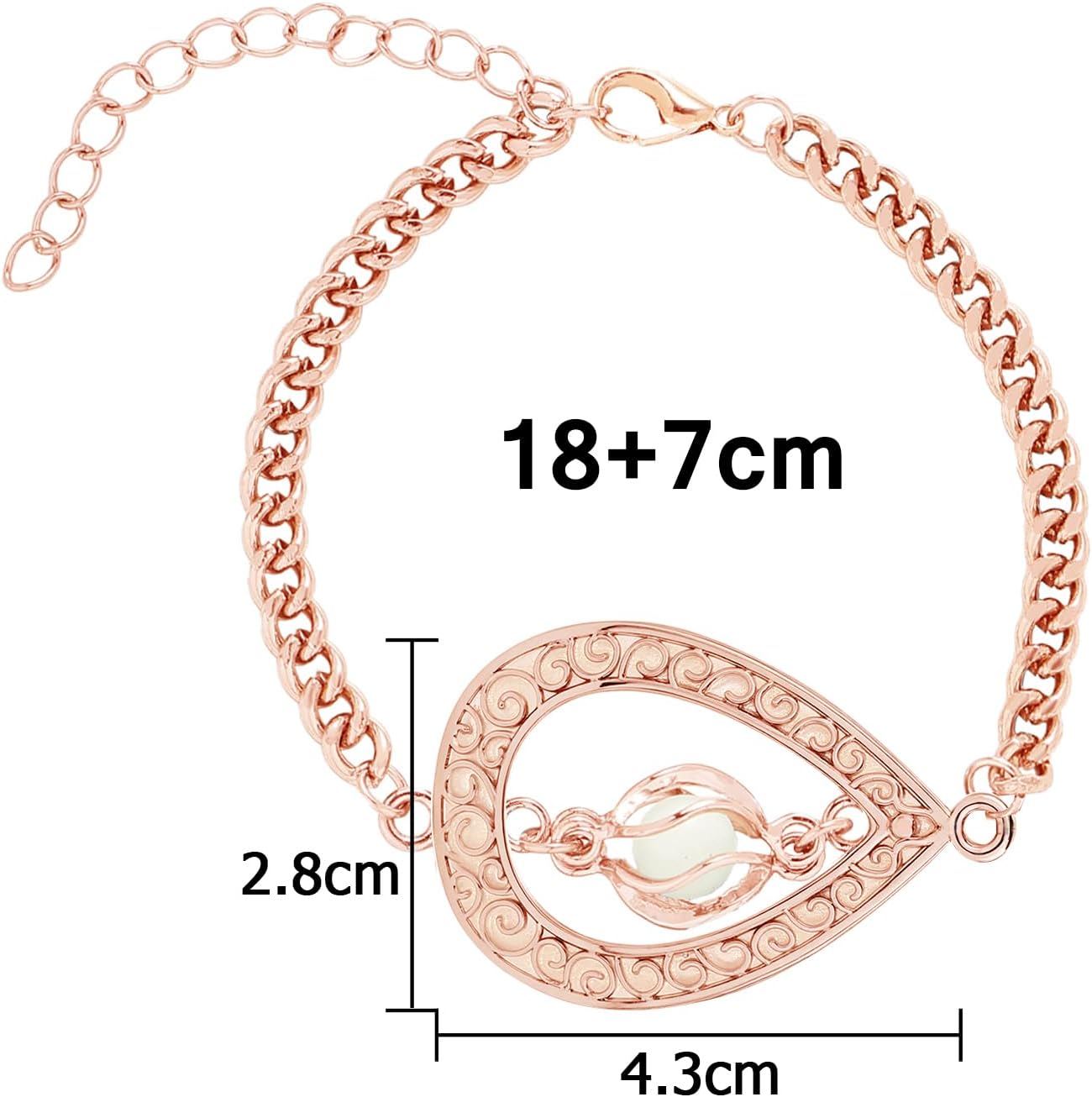 EEQQBZ Glow in The Dark Silver Teardrop shape bracelets,Fantasy Glowing Jewelry bracelets