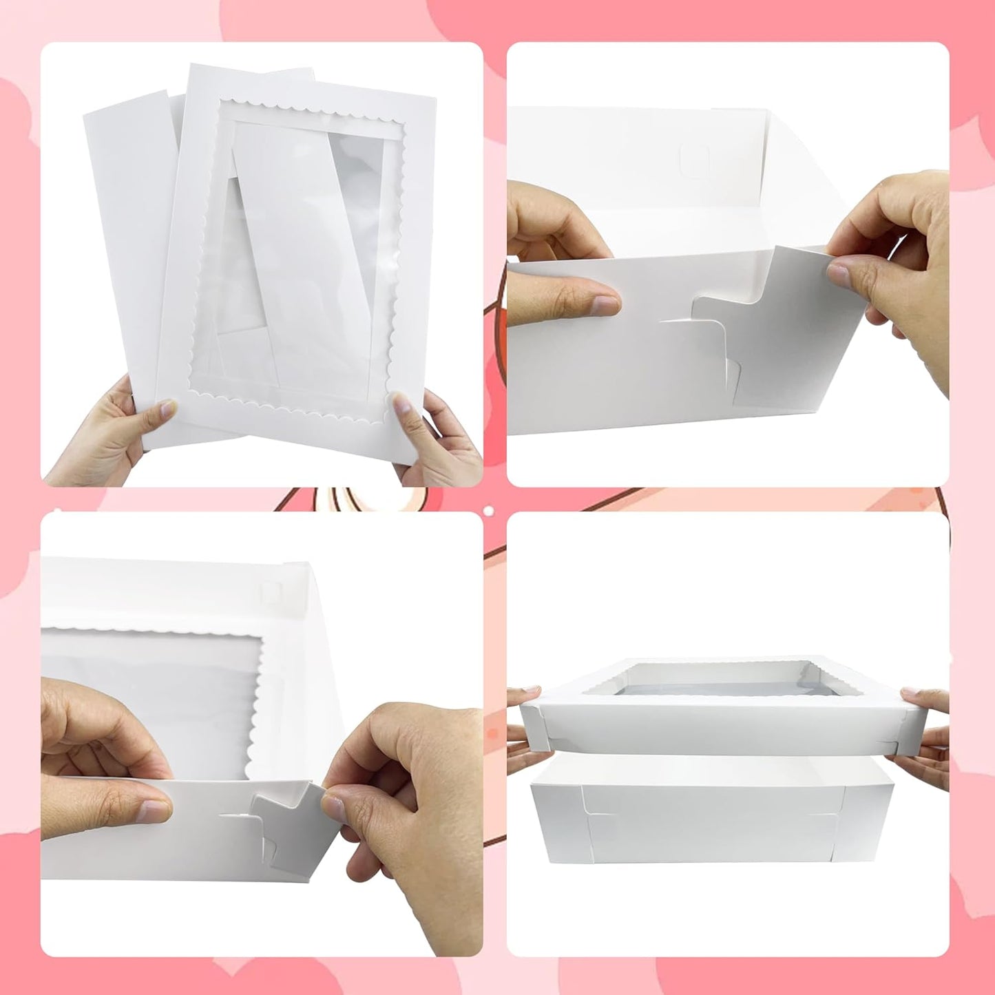 MUMULULU 15 PCS 14x10x4 Inch Cake Boxes with Window White Bakery Boxes Large Treat Box for Donuts Cookies Dessert Cupcakes Pastry Baking Pie Packaging