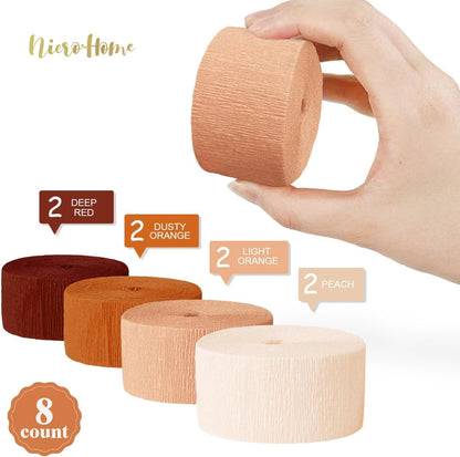 NICROHOME EUR Wedding Party Decorations, 8 Rolls Moss Sage Green Pink Crepe Paper Streamers for Boho Baby Shower, Wedding, Engagement Party, Spring Party, Birthday Party Supplies, 82 ft Long