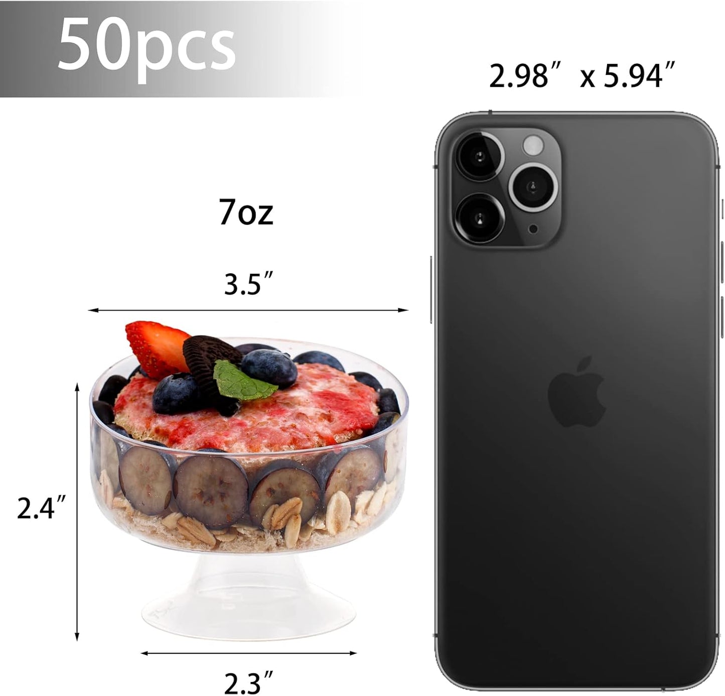 supernal 100pcs Square Plastic Dessert Cups (4oz) with 100pcs Mini Gold Spoons, Plastic Parfait Appetizer Cup, Medium Clear Dessert Cups Perfect for Cakes, Ice Cream, Desserts Appetizers