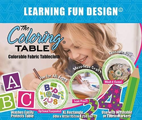 Animal Fun Design – Square Tablecloth 60”X60” – Interactive Coloring Tablecloth for Kids - Poly/Cotton Fabric – Washable and Reusable – DIY Activity for Children and Adults