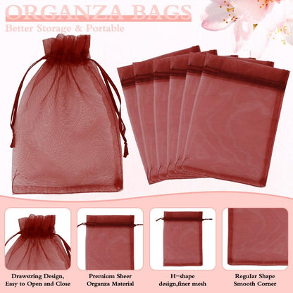 Organza Bags, Organza Bags 5 x 7 Inch, 50 Pcs White Sheer Party Favor Mesh Bag with Drawstring, Small Jewelry Gift Candy Bag for Wedding Christmas Birthday Halloween Graduation Party Favors Supplies