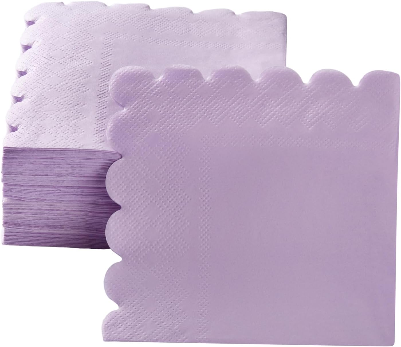 100 Pack Cocktail Napkin 2-Ply Scalloped Edged Dessert Napkins Folded 5 x 5 Inches Disposable Napkins for Dinner Wedding Birthday Party Bridal Anniversary Reception Event (Pink)