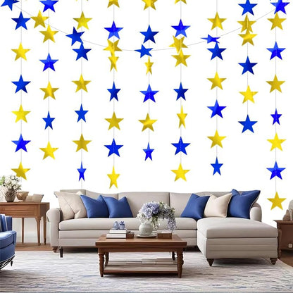 Iridescent Shining Star Hanging Garland Iridescent Hanging Sparkling Star Streamer Glitter Bunting Banner Twinkle Backdrop for Wedding Baby Shower Birthday Christmas Decorations 40 Feet