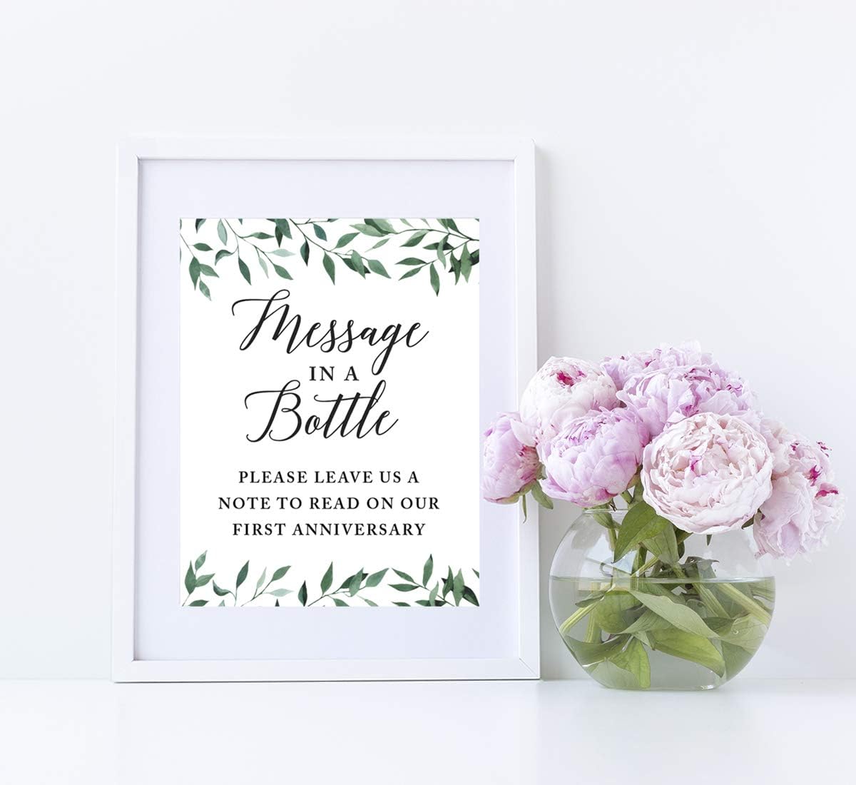 Andaz Press Wedding Party Signs, Natural Greenery Green Leaves, 8.5x11-inch, Bridal Shower Scavenger Hunt, 1-Pack - Colors B