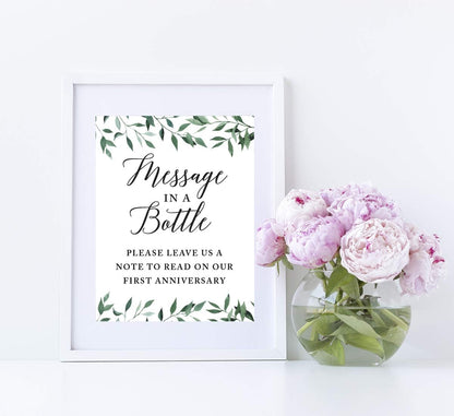 Andaz Press Wedding Party Signs, Natural Greenery Green Leaves, 8.5x11-inch, Bridal Shower Scavenger Hunt, 1-Pack - Colors B