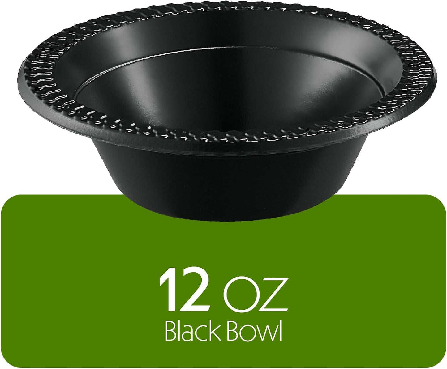 PLASTICPRO 100 PCS Black Plastic Bowls Light Weight 12 oz Plastic Soup Bowls Black Salad Plates Disposable for Party and Wedding
