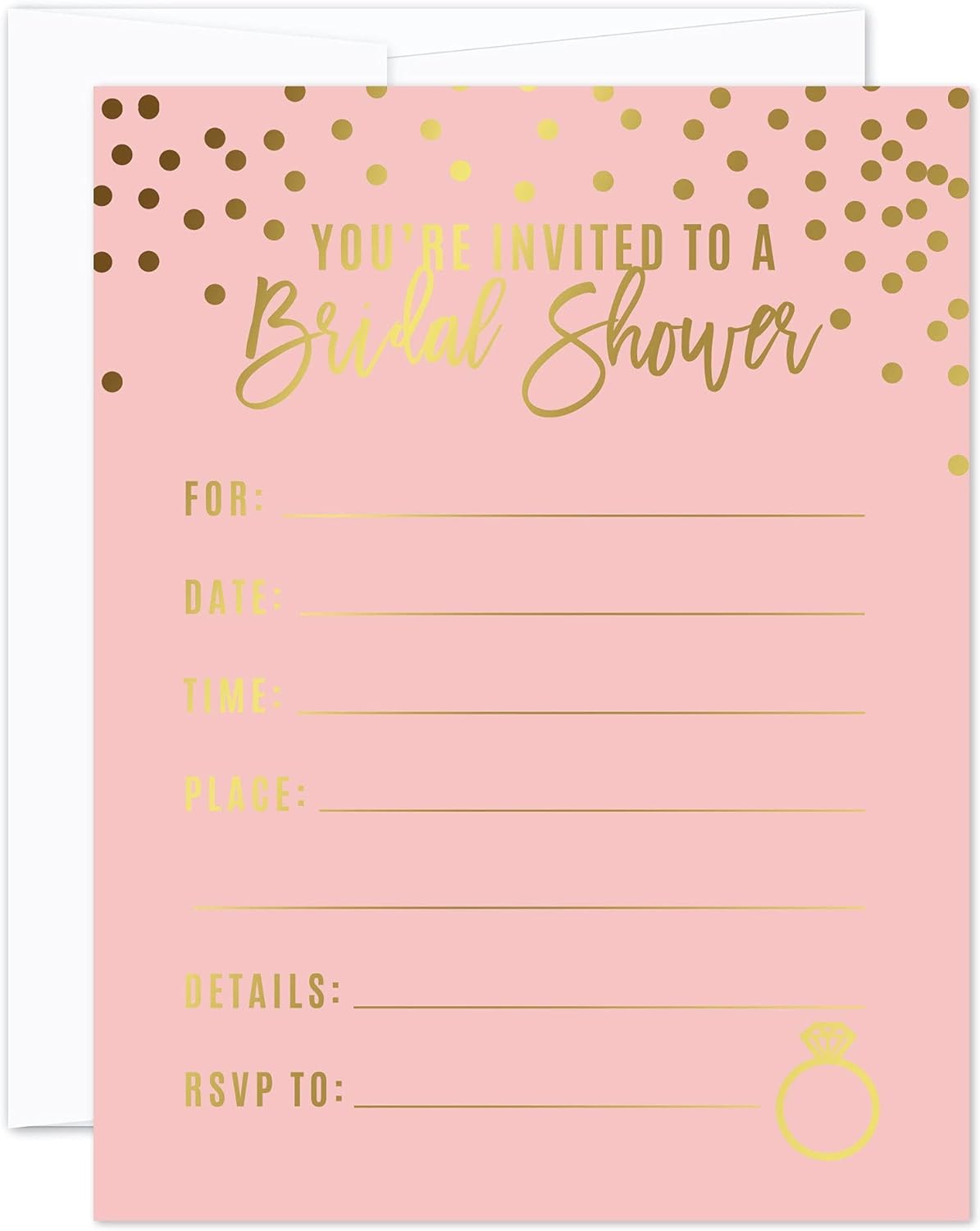 Andaz Press Blush Pink and Metallic Gold Confetti Polka Dots Bachelorette Party Bridal Shower Collection, Scavenger Hunt Game Cards, 20-Pack